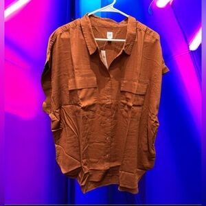 GAP Terracotta rustic half Button-Up Shirt 2XL NWT